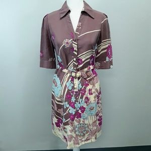 Yoana Baraschi Purple Floral Pure Silk Dress